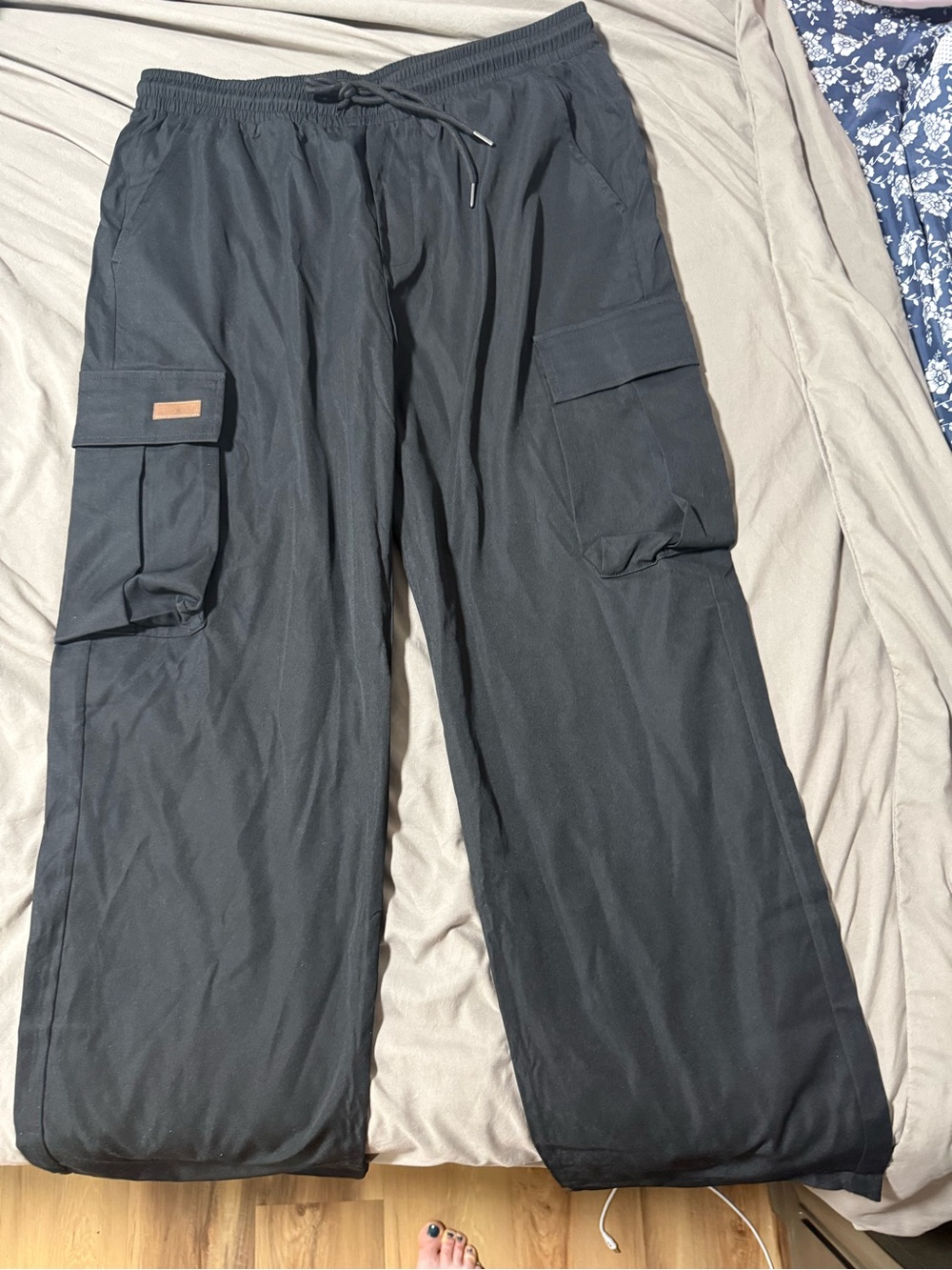 & Other Stories Black Cargo Drawstring Pants